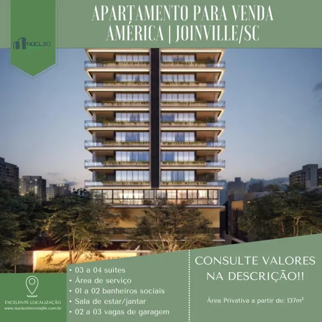 Foto 1 de Apartamento com 3 Quartos à venda, 137m² em Santo Antônio, Joinville