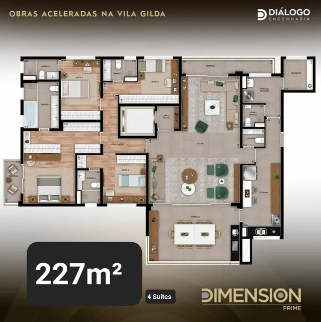 Foto 1 de Apartamento com 4 Quartos à venda, 227m² em Vila Gilda, Santo André