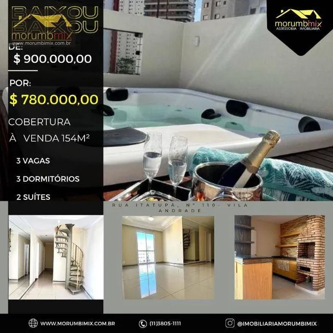 Foto 1 de Cobertura com 3 Quartos à venda, 154m² em Vila Andrade, São Paulo