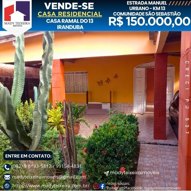Foto 1 de Casa com 2 Quartos à venda, 300m² em Morada do Sol, Manacapuru