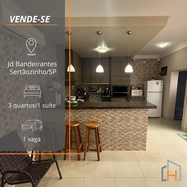 Foto 1 de Casa com 3 Quartos à venda, 161m² em Jardim Recreio dos Bandeirantes, Sertãozinho