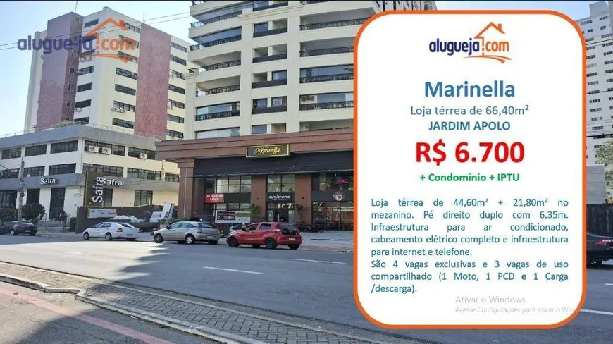 Foto 1 de Ponto Comercial para alugar, 66m² em Jardim Apolo, São José dos Campos