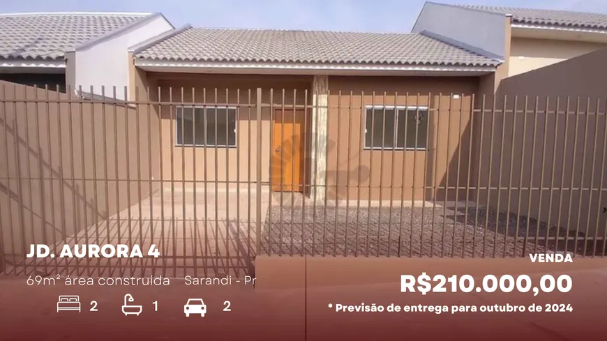 Foto 1 de Casa com 2 Quartos à venda, 69m² em Jardim Aurora IV, Sarandi