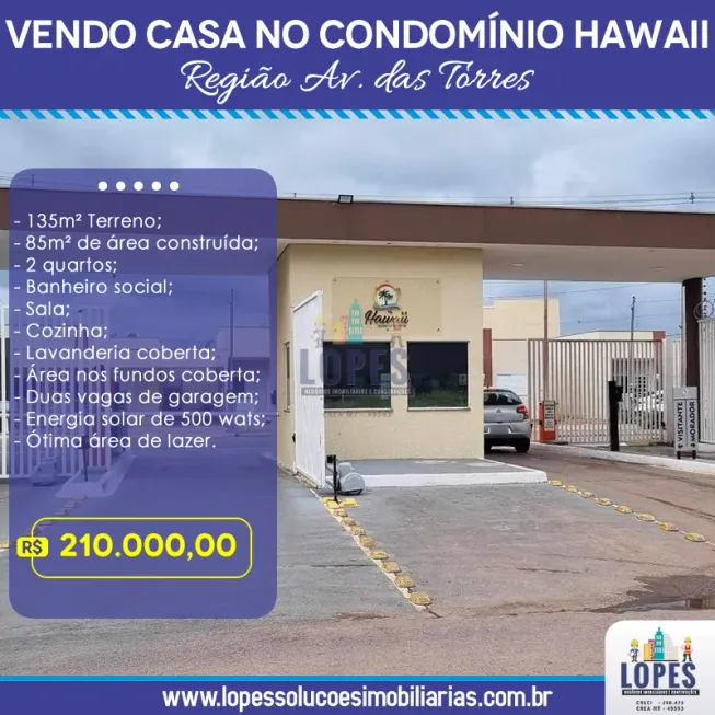 Foto 1 de Casa de Condomínio com 2 Quartos à venda, 85m² em Pascoal Ramos, Cuiabá