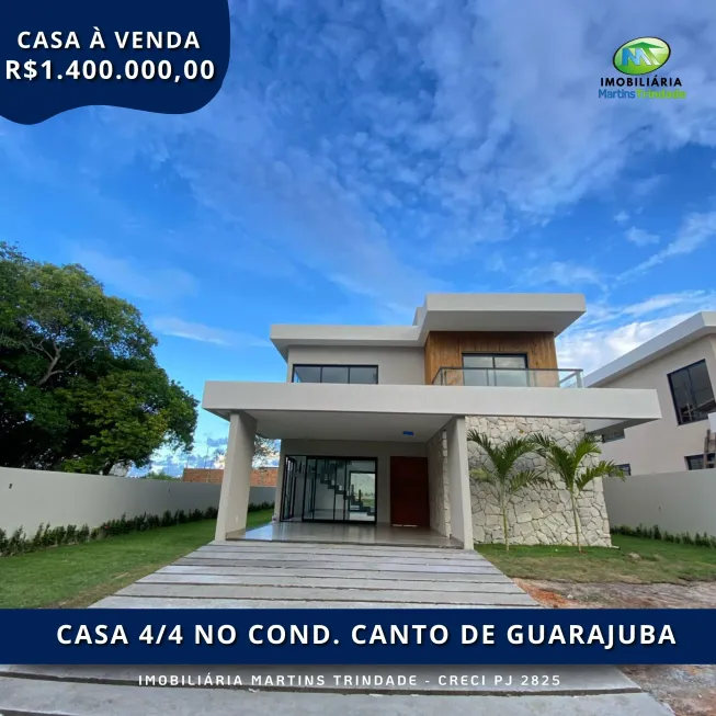 Foto 1 de Casa de Condomínio com 4 Quartos à venda, 242m² em Guarajuba, Camaçari