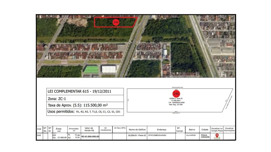 Foto 1 de Lote/Terreno à venda, 21000m² em Mirim, Praia Grande