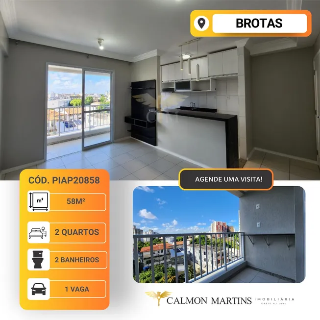 Foto 1 de Apartamento com 2 Quartos à venda, 58m² em Brotas, Salvador