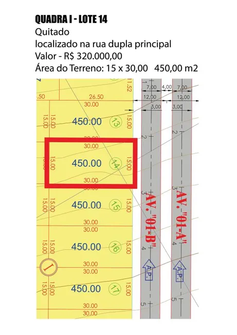 Foto 1 de Lote/Terreno à venda, 450m² em , Ipeúna