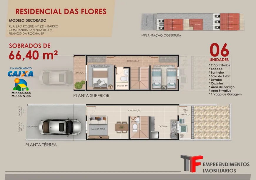 Foto 1 de Casa de Condomínio com 2 Quartos à venda, 66m² em Companhia Fazenda Belem, Franco da Rocha