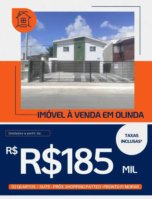 Foto 1 de Apartamento com 2 Quartos à venda, 52m² em Fragoso, Olinda