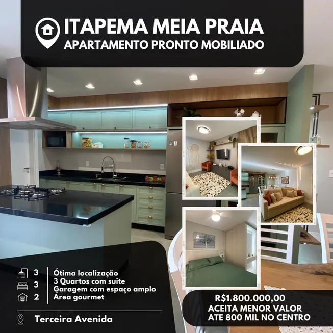 Foto 1 de Apartamento com 3 Quartos à venda, 124m² em Meia Praia, Itapema