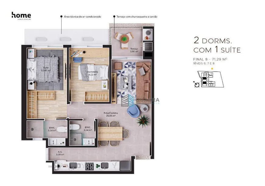 Foto 1 de Apartamento com 2 Quartos à venda, 71m² em Cacupé, Florianópolis