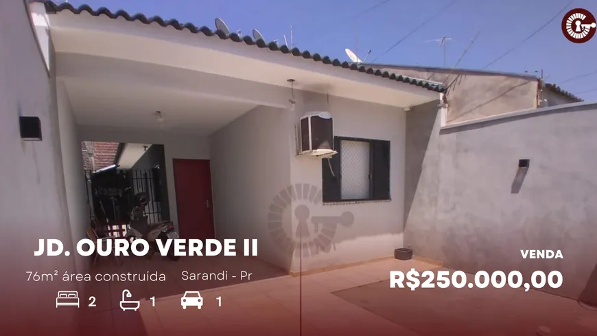 Foto 1 de Casa com 2 Quartos à venda, 76m² em Jardim Ouro Verde II, Sarandi