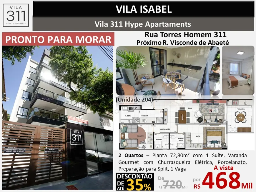 Foto 1 de Apartamento com 2 Quartos à venda, 73m² em Vila Isabel, Rio de Janeiro