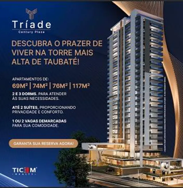 Foto 1 de Apartamento com 3 Quartos à venda, 117m² em Jardim das Nações, Taubaté
