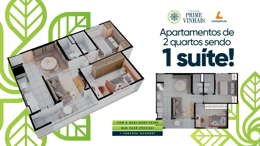 Foto 1 de Apartamento com 2 Quartos à venda, 50m² em Vinhais, São Luís