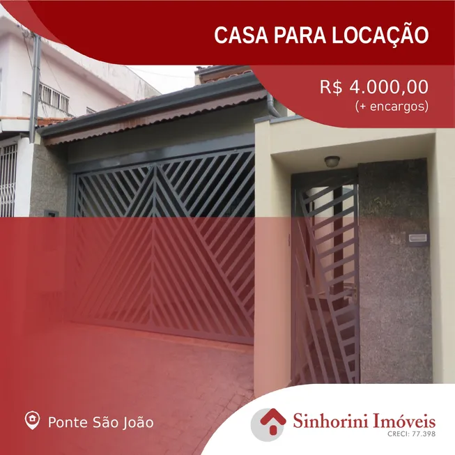 Foto 1 de Casa com 3 Quartos para alugar, 195m² em Ponte de Sao Joao, Jundiaí