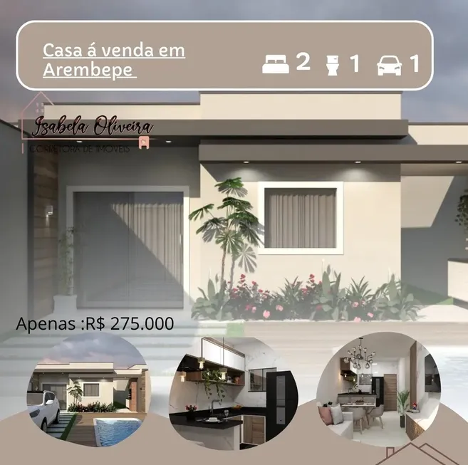 Foto 1 de Casa de Condomínio com 2 Quartos à venda, 60m² em Arembepe Abrantes, Camaçari