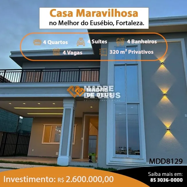Foto 1 de Casa com 4 Quartos à venda, 320m² em Eusebio, Eusébio