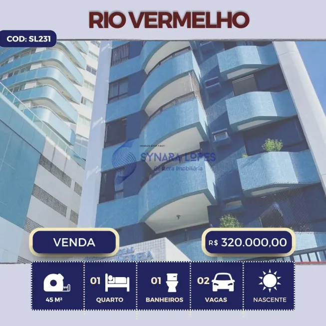 Foto 1 de Apartamento com 1 Quarto à venda, 45m² em Rio Vermelho, Salvador