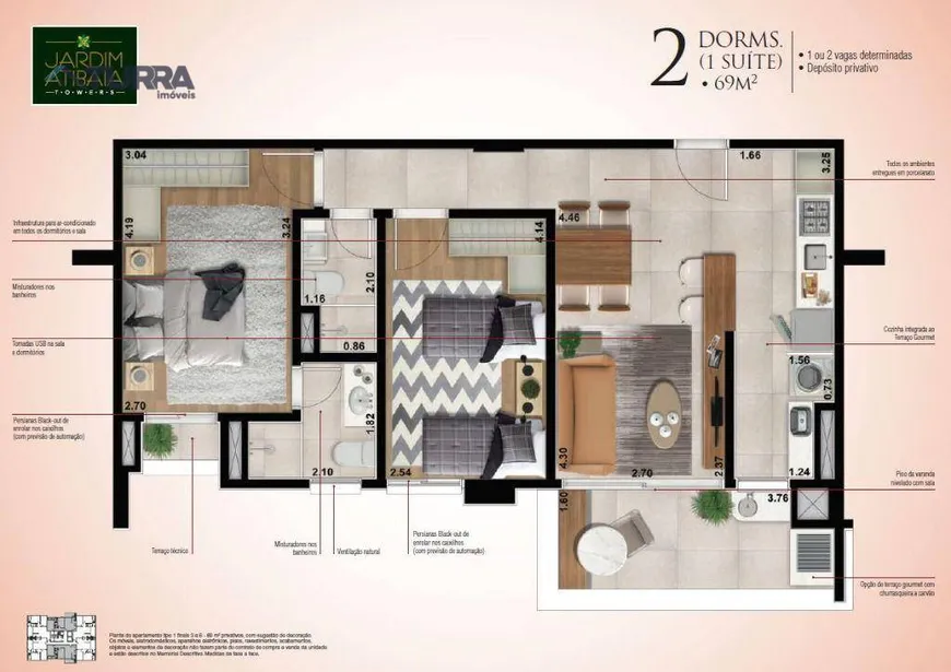 Foto 1 de Apartamento com 2 Quartos à venda, 70m² em Alvinopolis, Atibaia