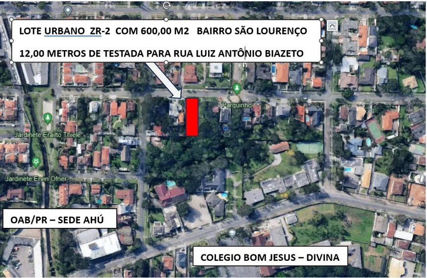 Foto 1 de Lote/Terreno à venda, 600m² em São Lourenço, Curitiba