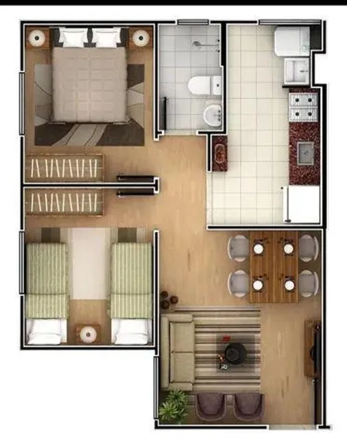 Foto 1 de Apartamento com 2 Quartos à venda, 47m² em Jardim Tatiana, Votorantim