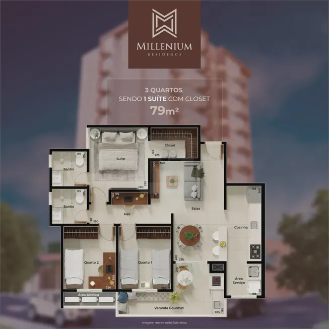 Foto 1 de Apartamento com 3 Quartos à venda, 79m² em Santa Mônica, Uberlândia
