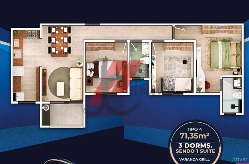 Foto 1 de Apartamento com 3 Quartos à venda, 71m² em Santa Claudina, Vinhedo