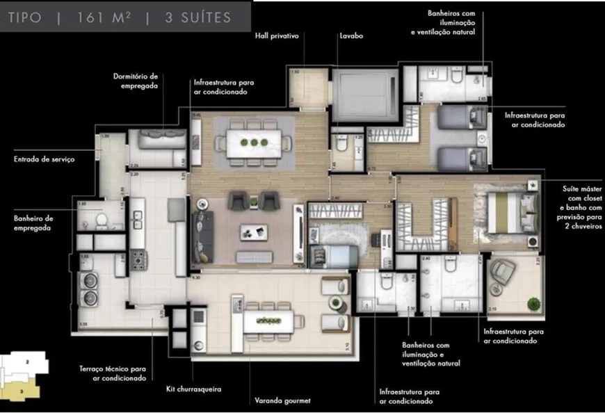 Foto 1 de Apartamento com 3 Quartos à venda, 161m² em Ibirapuera, São Paulo