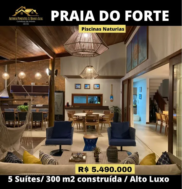 Foto 1 de Casa de Condomínio com 5 Quartos à venda, 300m² em Praia do Forte, Mata de São João
