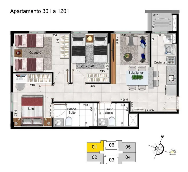 Foto 1 de Apartamento com 2 Quartos à venda, 50m² em Samambaia Norte, Samambaia