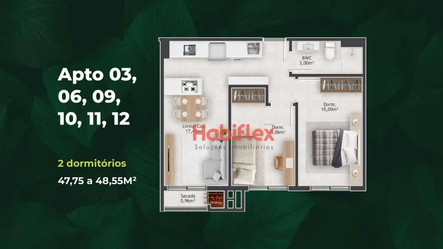 Foto 1 de Apartamento com 2 Quartos à venda, 48m² em Areias, São José