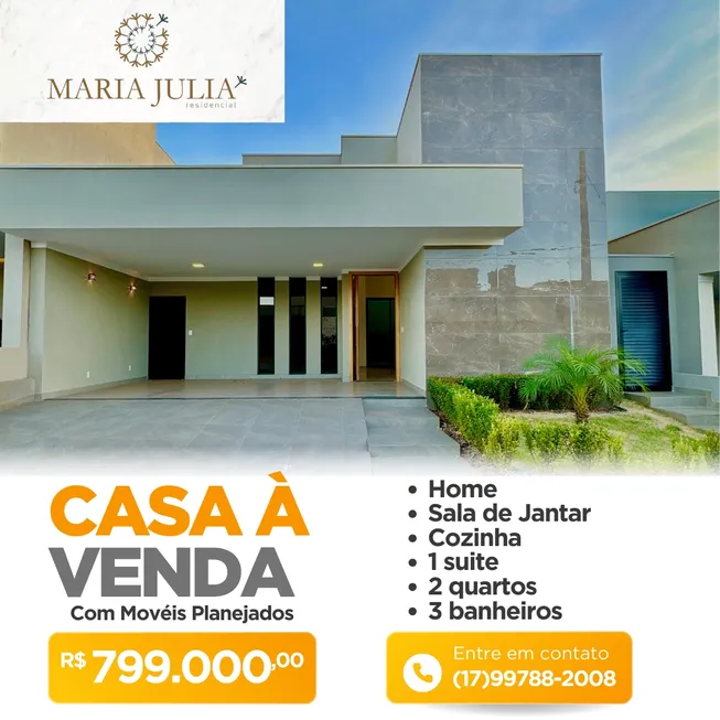 Foto 1 de Casa de Condomínio com 3 Quartos à venda, 125m² em Residencial Maria Julia, São José do Rio Preto