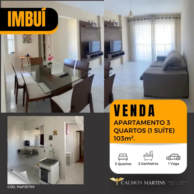 Foto 1 de Apartamento com 3 Quartos à venda, 103m² em Imbuí, Salvador