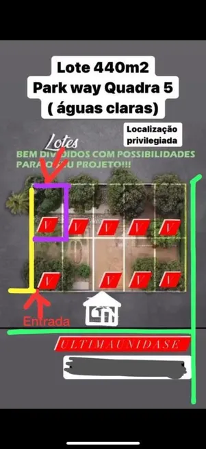 Foto 1 de Lote/Terreno à venda, 440m² em Park Way , Brasília