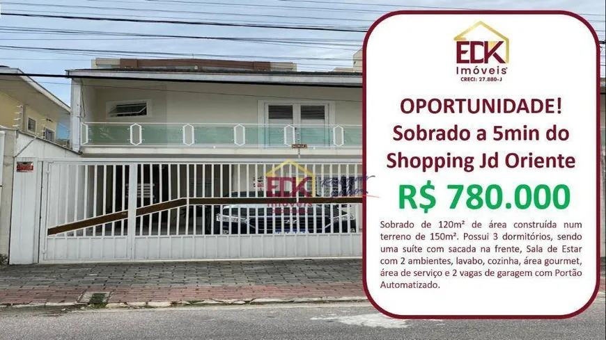 Foto 1 de Sobrado com 3 Quartos à venda, 190m² em Jardim América, São José dos Campos