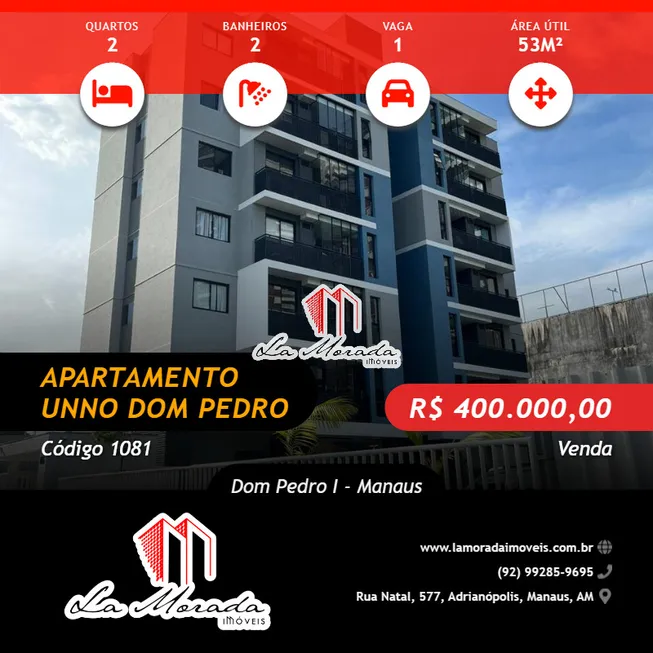 Foto 1 de Apartamento com 2 Quartos à venda, 53m² em Dom Pedro I, Manaus