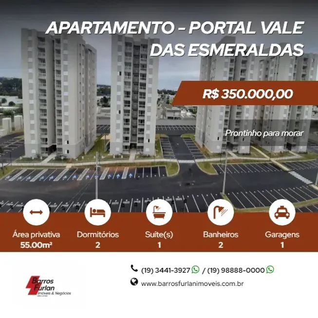 Foto 1 de Apartamento com 2 Quartos à venda, 55m² em Vale das Oliveiras, Limeira