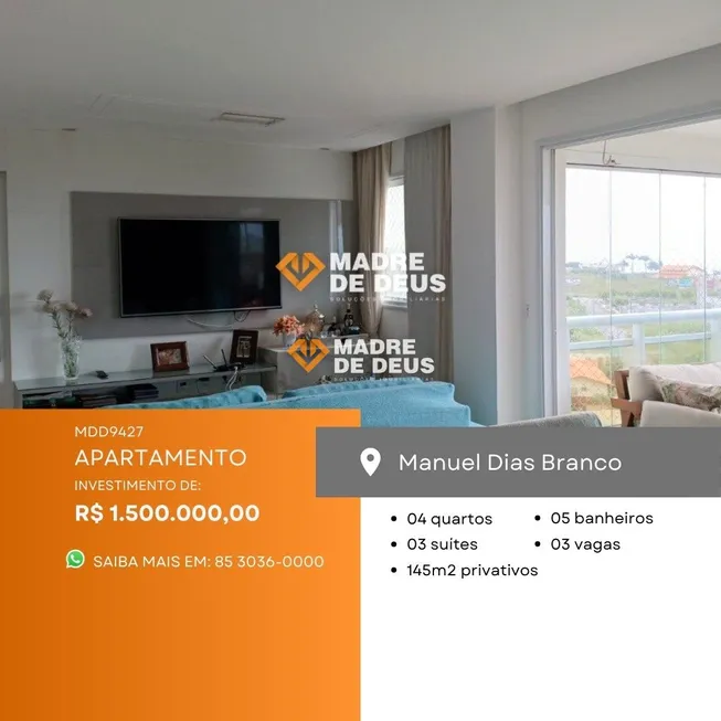 Foto 1 de Apartamento com 4 Quartos à venda, 145m² em Manoel Dias Branco, Fortaleza