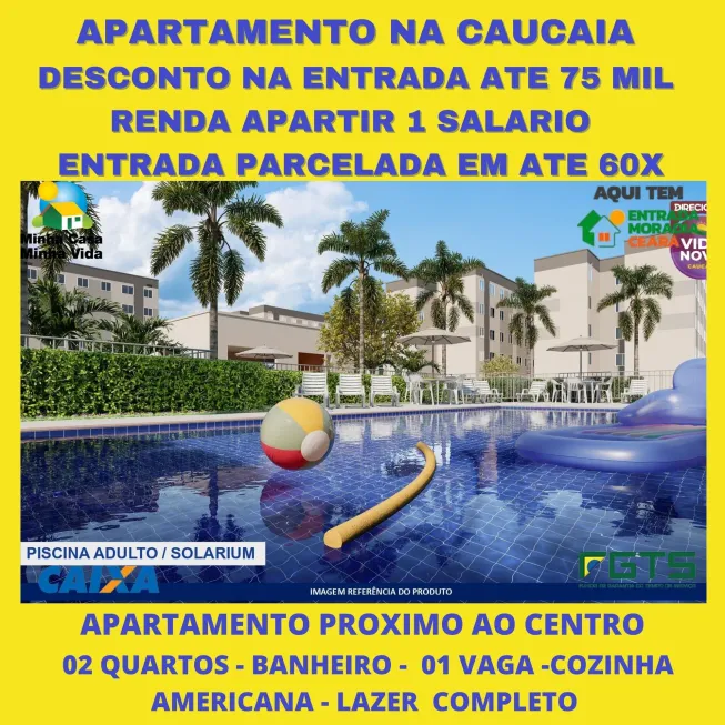 Foto 1 de Apartamento com 2 Quartos à venda, 45m² em Centro, Caucaia