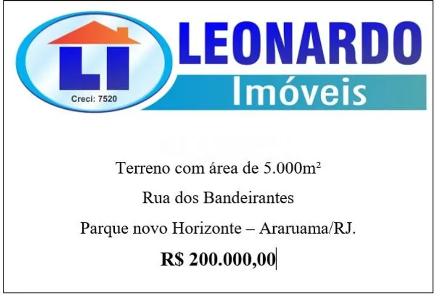 Foto 1 de Lote/Terreno à venda, 5000m² em Novo Horizonte, Araruama