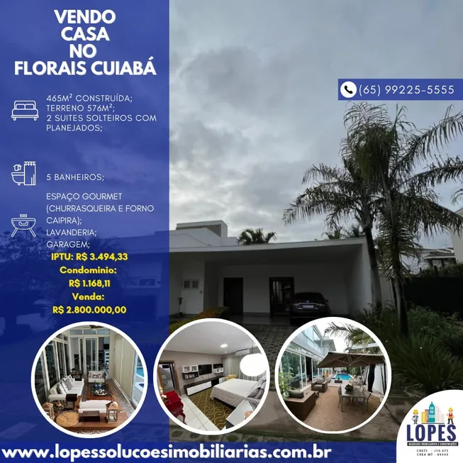 Foto 1 de Casa de Condomínio com 4 Quartos à venda, 465m² em Ribeirão do Lipa, Cuiabá