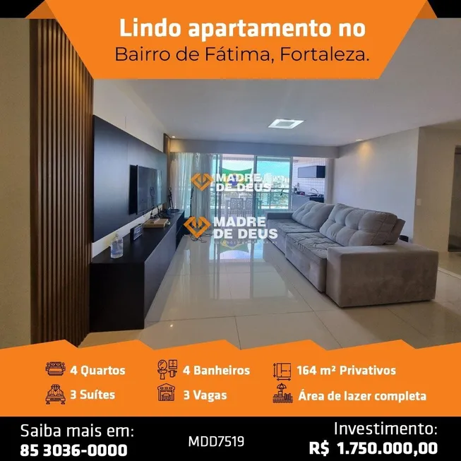 Foto 1 de Apartamento com 4 Quartos à venda, 164m² em Fátima, Fortaleza