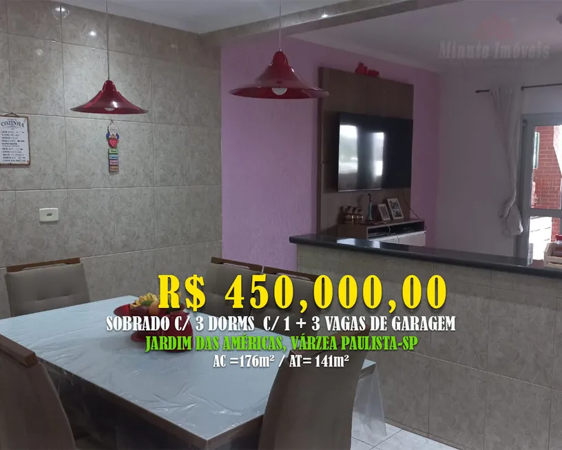 Foto 1 de Casa com 3 Quartos à venda, 141m² em Jardim America, Várzea Paulista