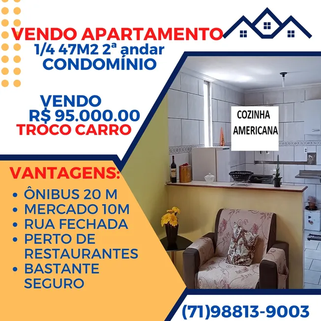 Foto 1 de Apartamento com 1 Quarto à venda, 47m² em Mussurunga I, Salvador