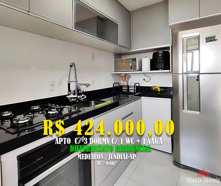 Foto 1 de Apartamento com 3 Quartos à venda, 64m² em Jardim Carolina, Jundiaí