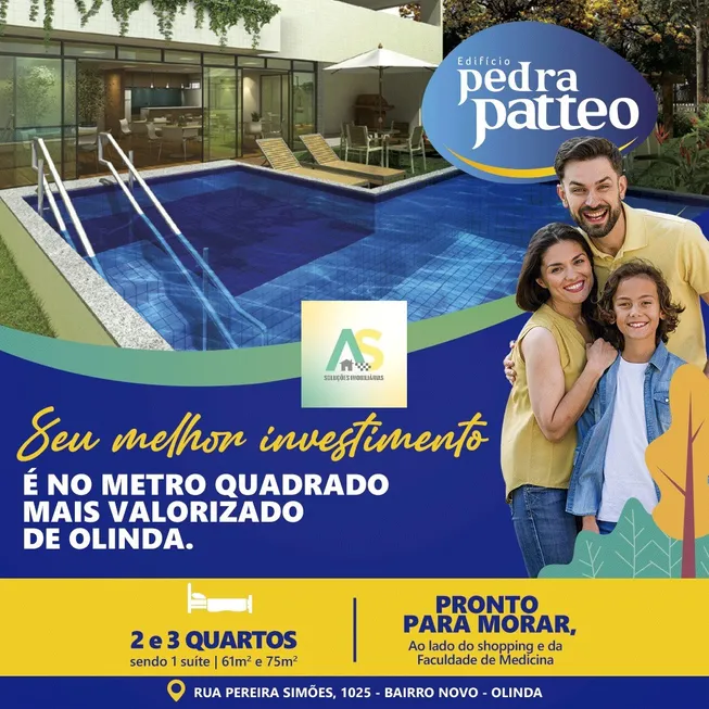 Foto 1 de Apartamento com 2 Quartos à venda, 61m² em Bairro Novo, Olinda