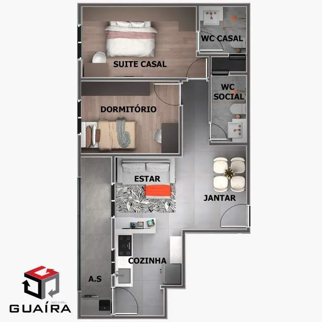 Foto 1 de Apartamento com 2 Quartos à venda, 57m² em Rudge Ramos, São Bernardo do Campo