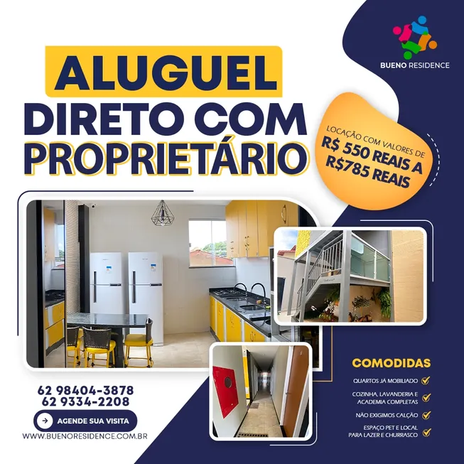 Foto 1 de Kitnet com 1 Quarto para alugar, 38m² em Setor Sol Nascente, Goiânia